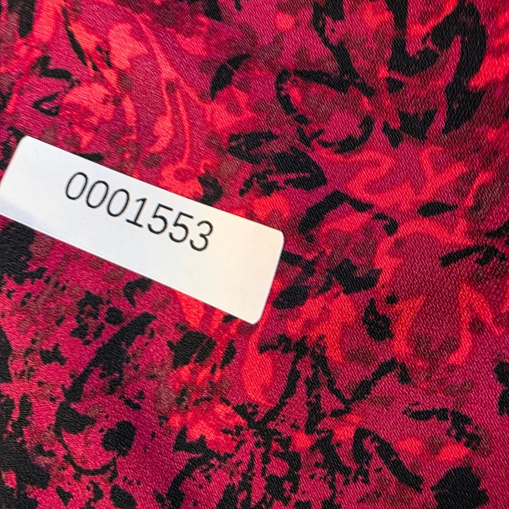Cato Red Black Floral Damask Keyhole Mock Neck Long Sleeve Top Small - Picture 3 of 10